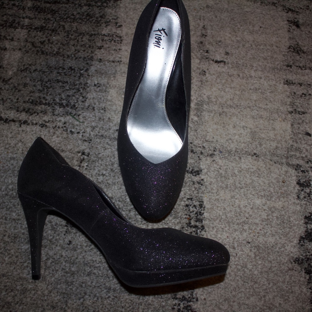Fioni Glitter Black Heels - Size 12!